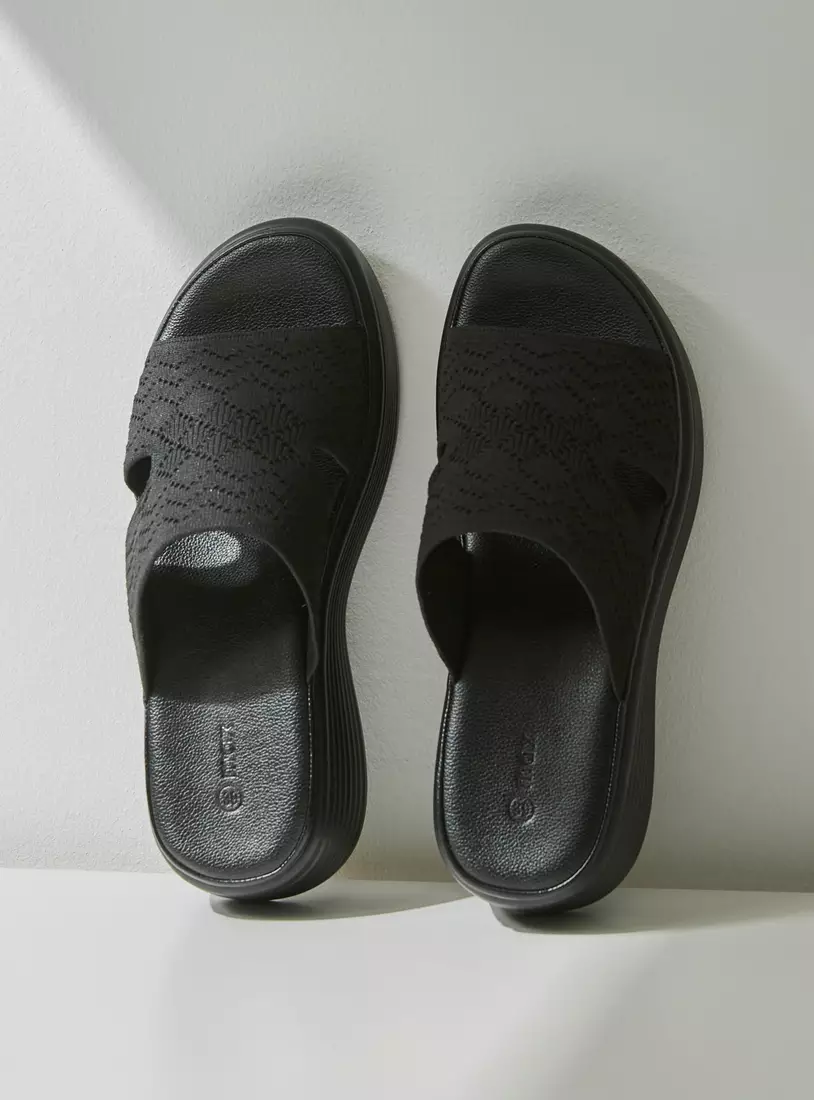 Textured Slip-On Comfort Sandals-4