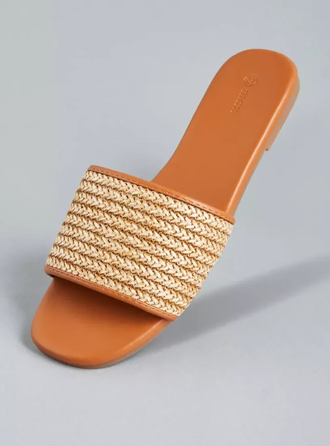 Textured Slip-On Flat Sandals-1