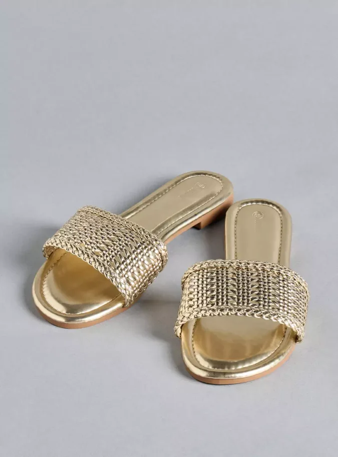 Textured Slip-On Flat Sandals-1