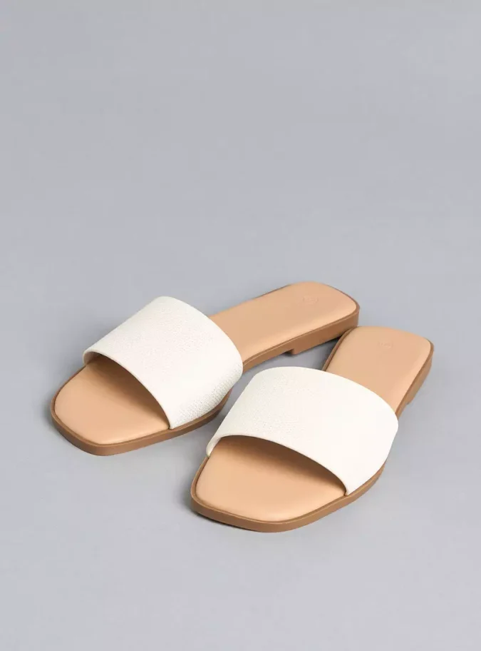 Textured Slip-On Flat Sandals-1