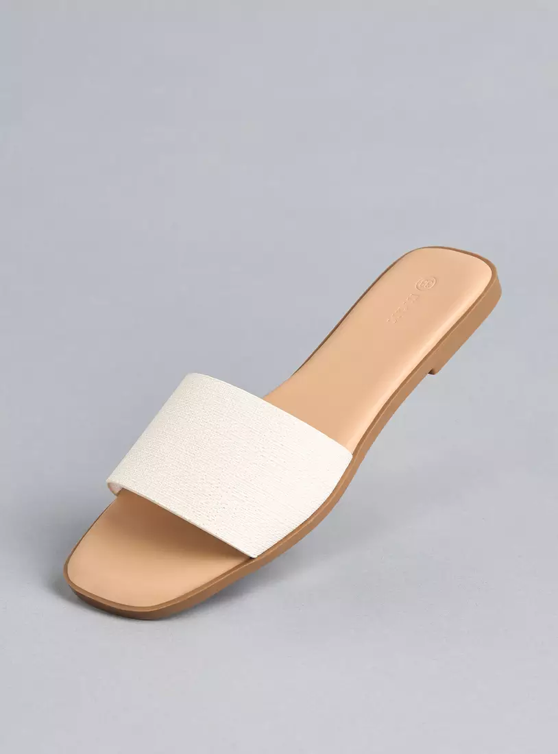 Textured Slip-On Flat Sandals-2
