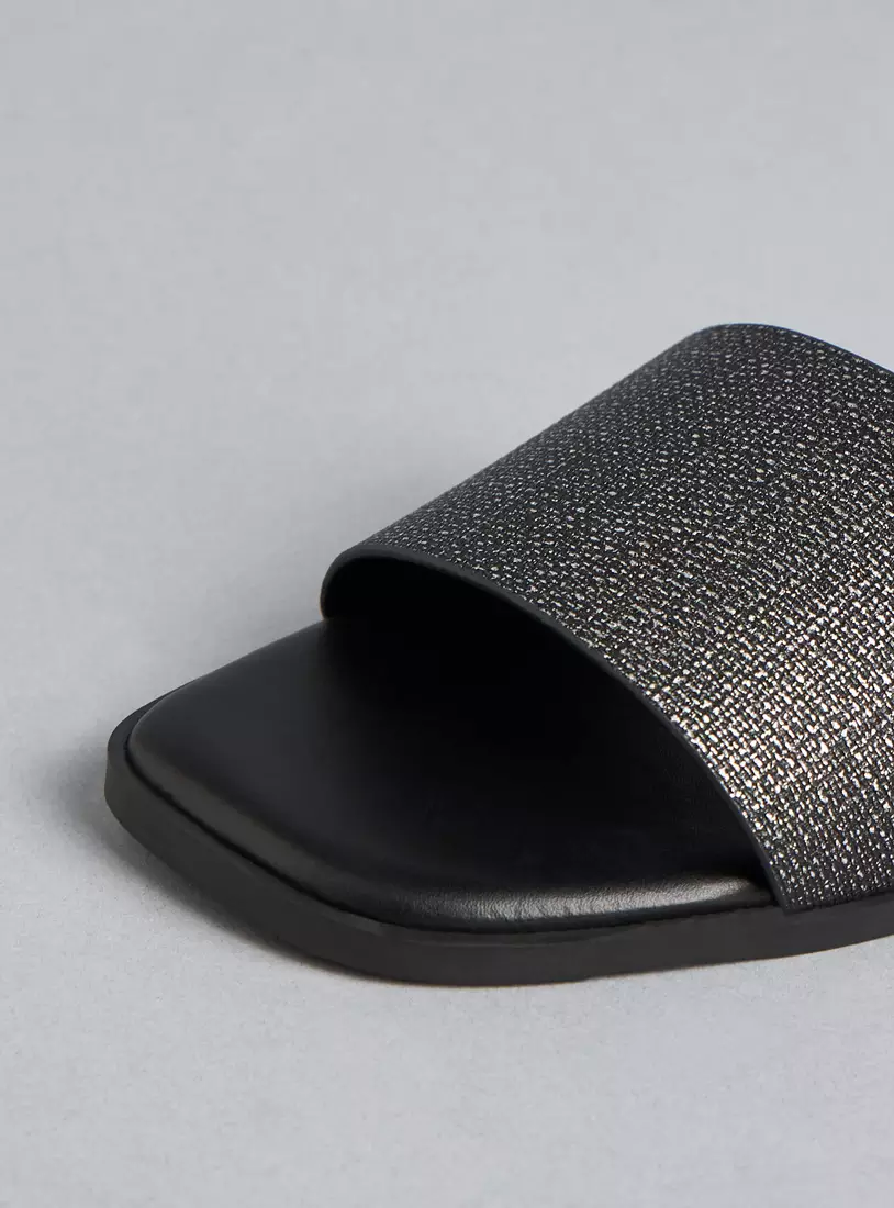 Textured Slip-On Flat Sandals-3