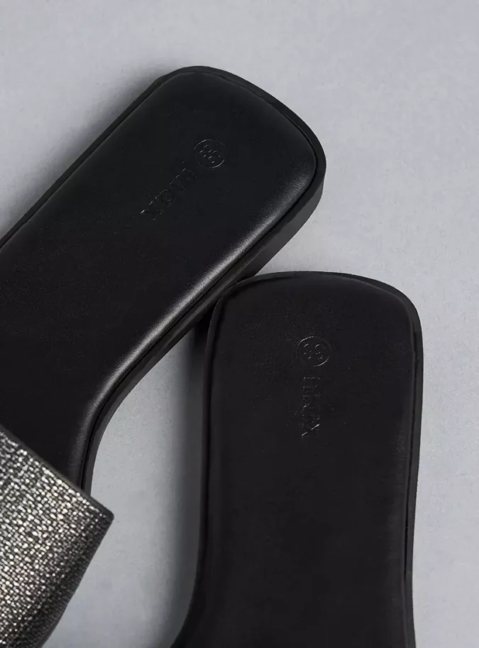 Textured Slip-On Flat Sandals-4