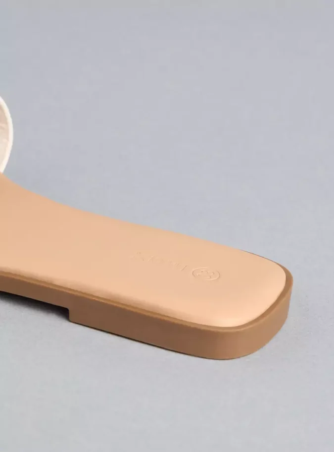 Textured Slip-On Flat Sandals-4