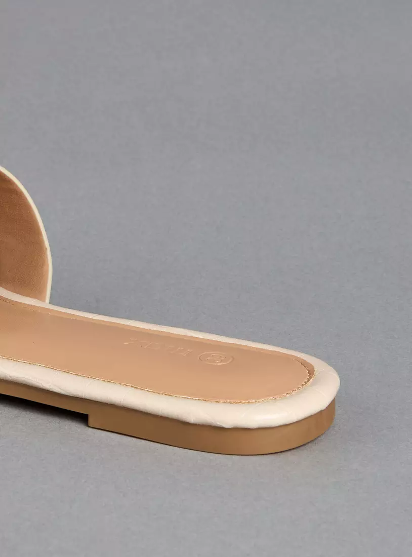 Textured Slip-On Flat Sandals-8