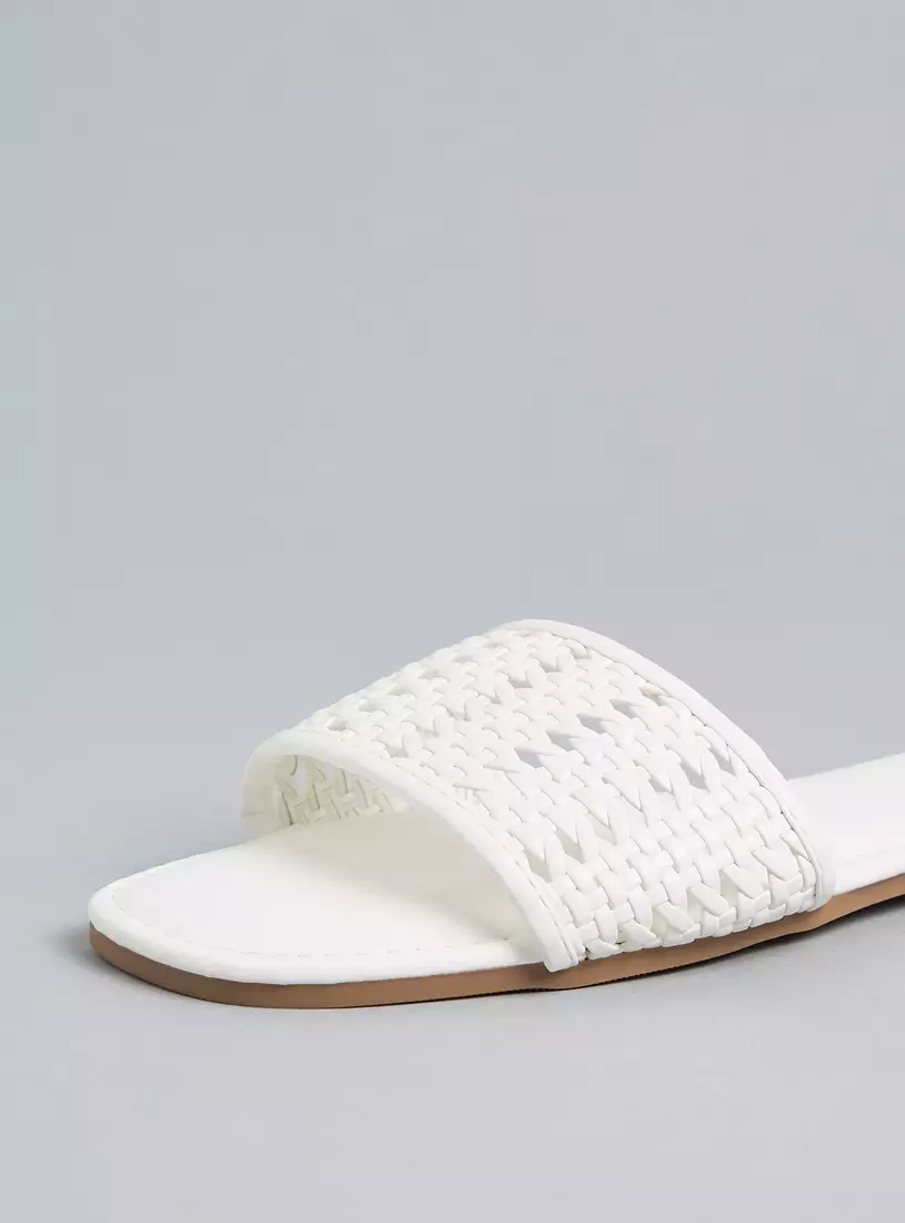 Textured Slip-On Metallic Sandals-3