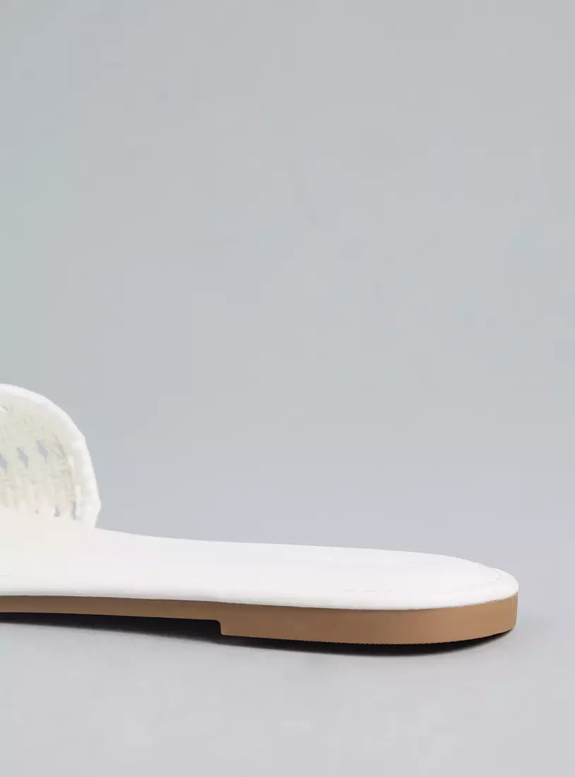 Textured Slip-On Metallic Sandals-4