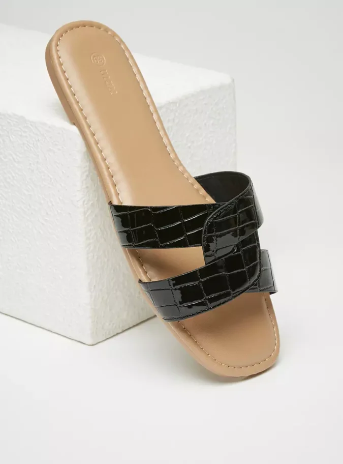 Textured Slip-On Sandals-1