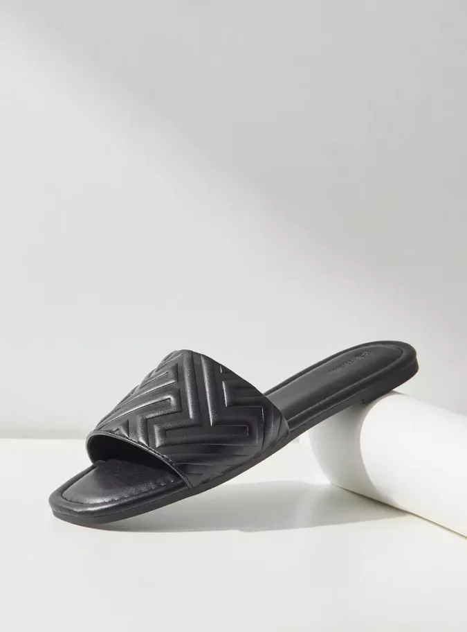 Textured Slip-On Sandals-1