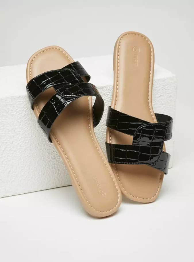 Textured Slip-On Sandals-3