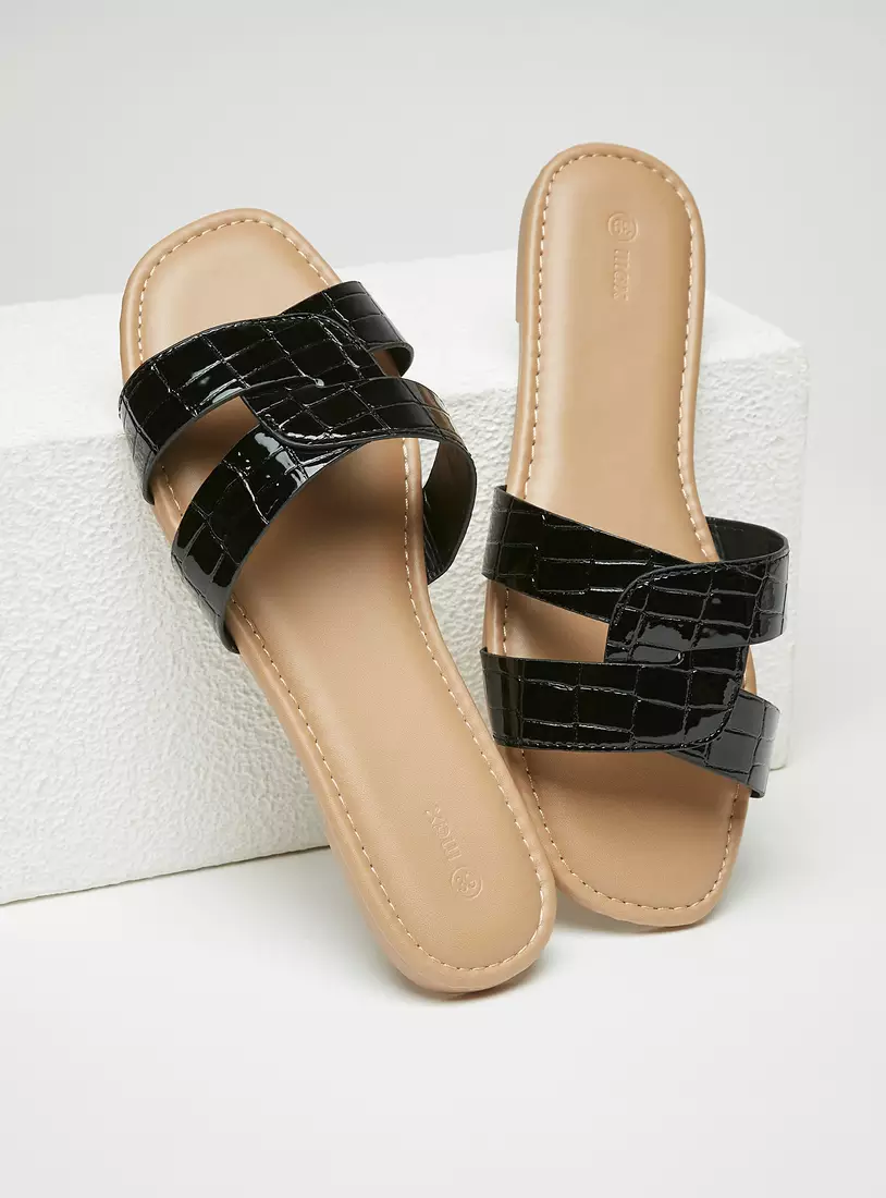 Textured Slip-On Sandals-3