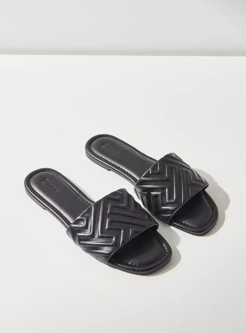 Textured Slip-On Sandals-3