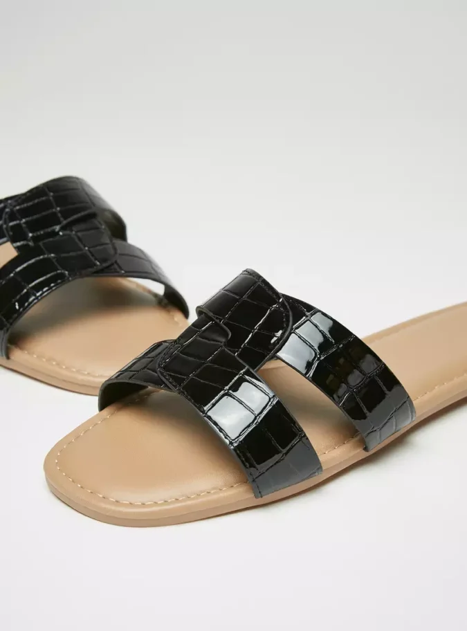 Textured Slip-On Sandals-4