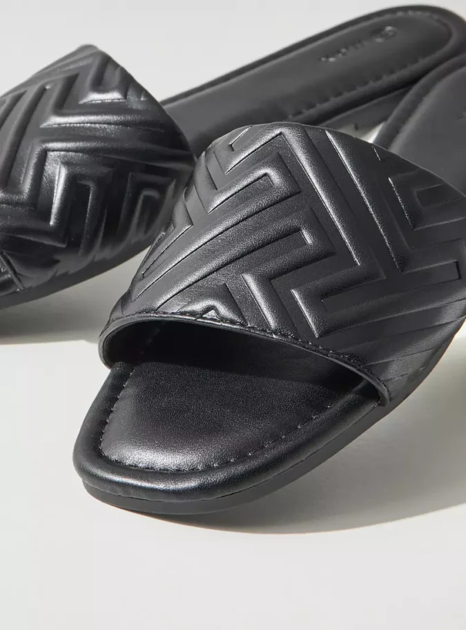 Textured Slip-On Sandals-4