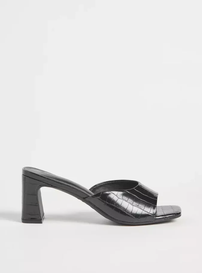 Textured Slip-On Sandals with Block Heels-1