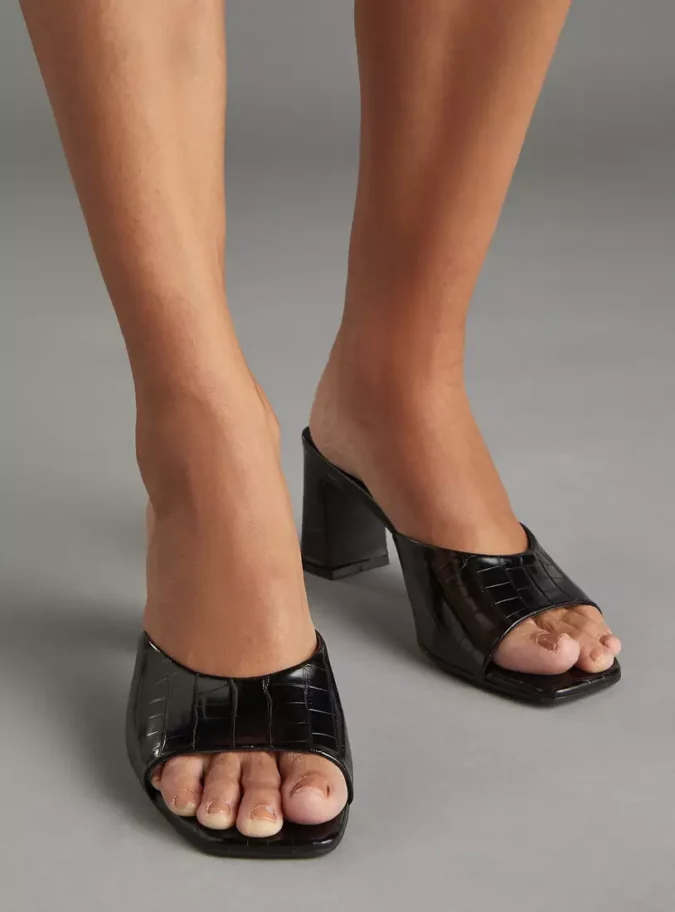 Textured Slip-On Sandals with Block Heels-2