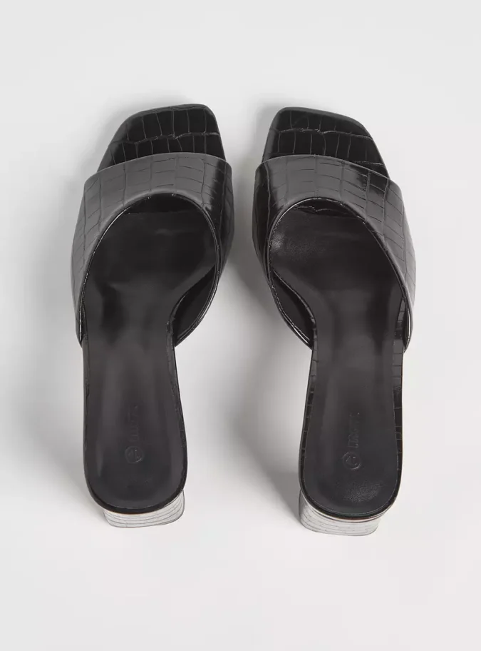 Textured Slip-On Sandals with Block Heels-3