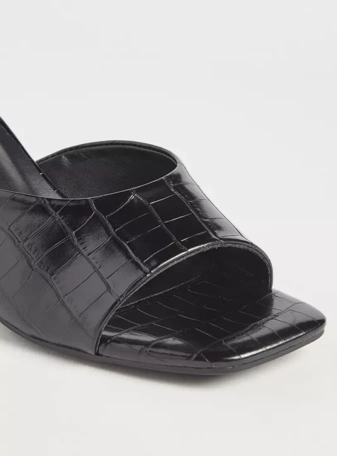 Textured Slip-On Sandals with Block Heels-4