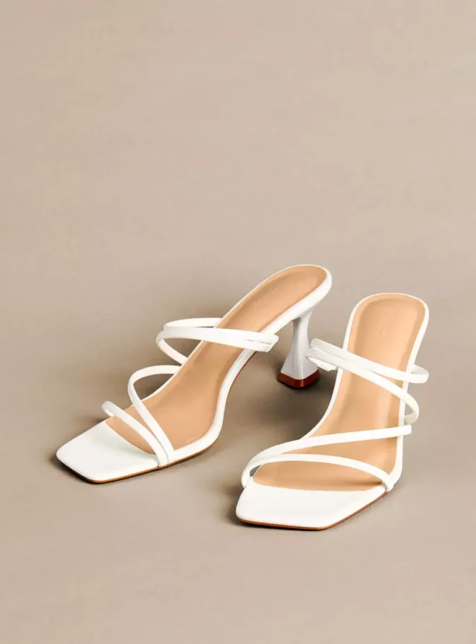 Textured Slip-On Sandals with Flared Heels-1
