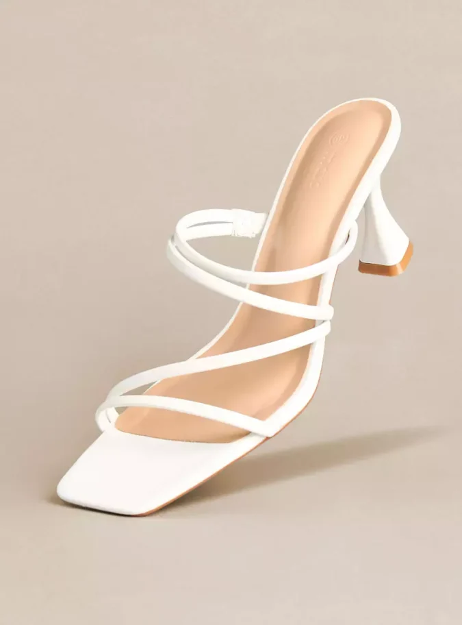 Textured Slip-On Sandals with Flared Heels-3