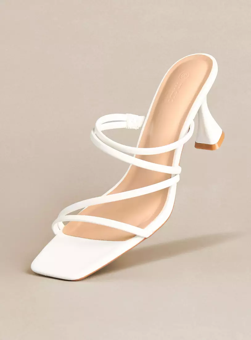 Textured Slip-On Sandals with Flared Heels-3