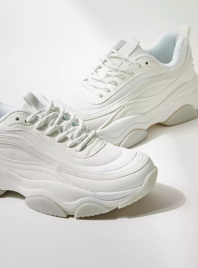 Textured Sports Shoes with Lace-Up Closure-3