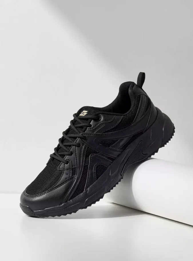 Textured Sports Shoes with Lace-Up Closure and Pull Tabs-1