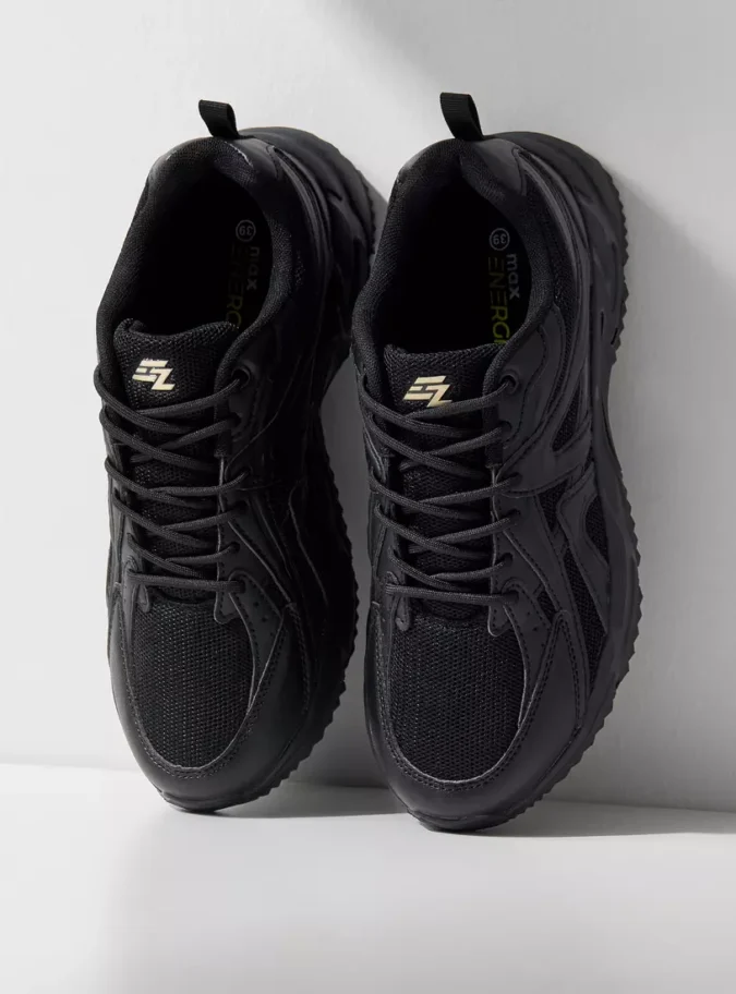 Textured Sports Shoes with Lace-Up Closure and Pull Tabs-2