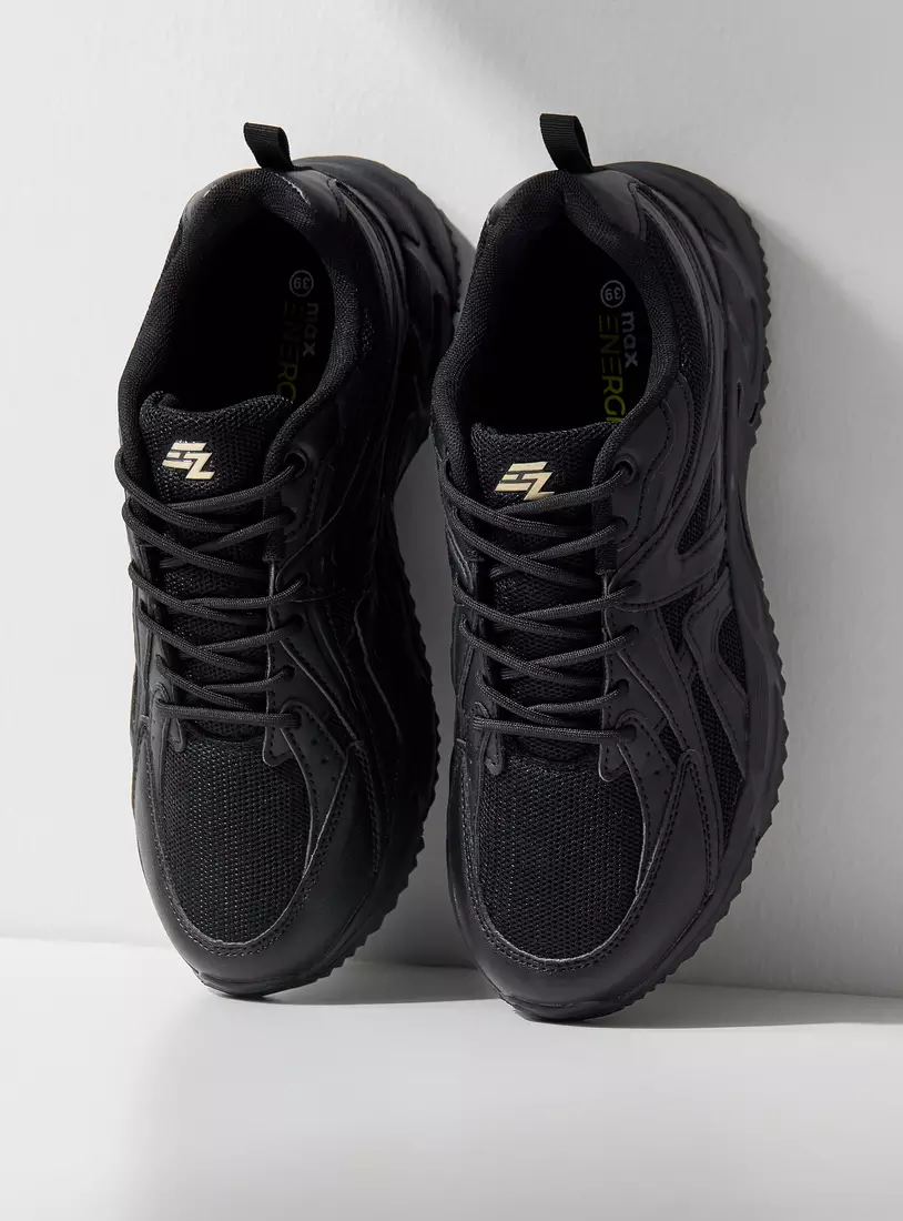 Textured Sports Shoes with Lace-Up Closure and Pull Tabs-2