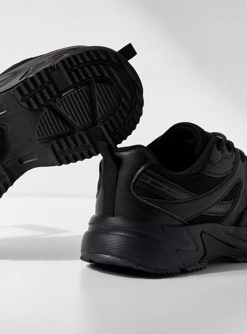 Textured Sports Shoes with Lace-Up Closure and Pull Tabs-3