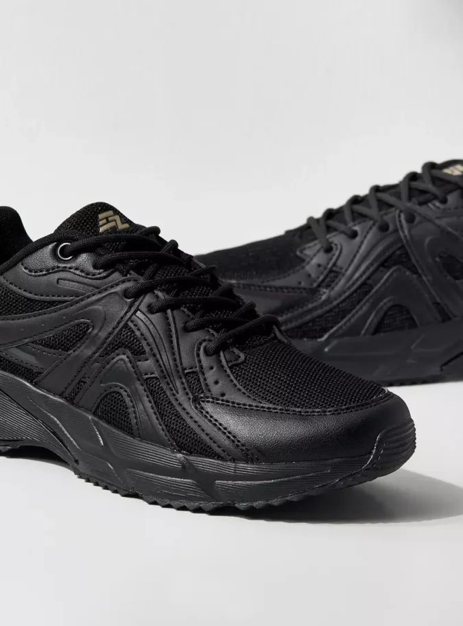 Textured Sports Shoes with Lace-Up Closure and Pull Tabs-4