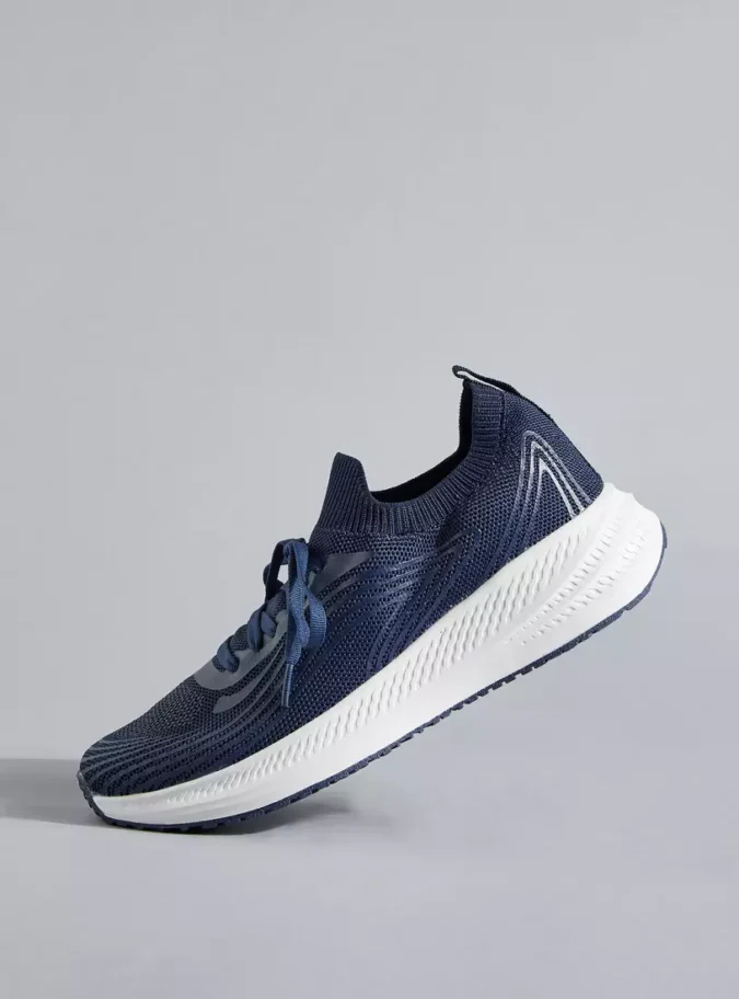 Textured Sports Shoes with Lace-Up Closure blue-1