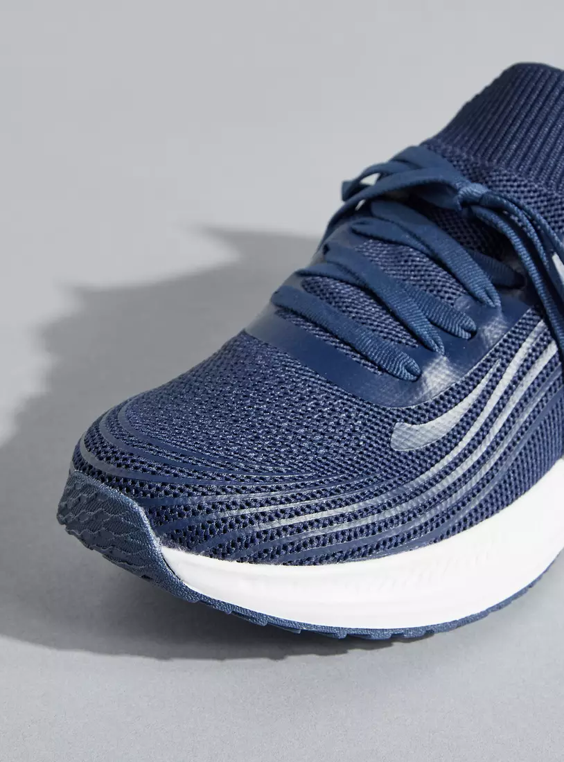 Textured Sports Shoes with Lace-Up Closure blue-4