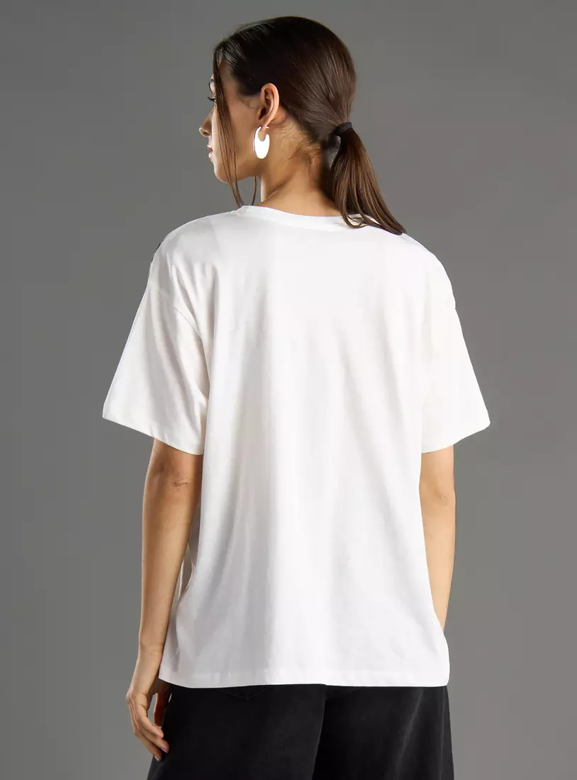 Typographic Print Oversize T-shirt-2
