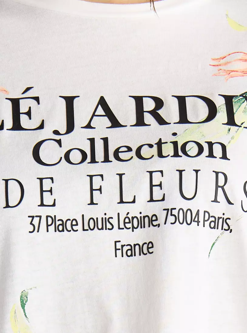 Typographic Print Oversize T-shirt-3