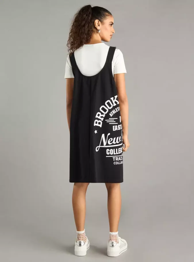 Typographic Print Pinafore Dress-2