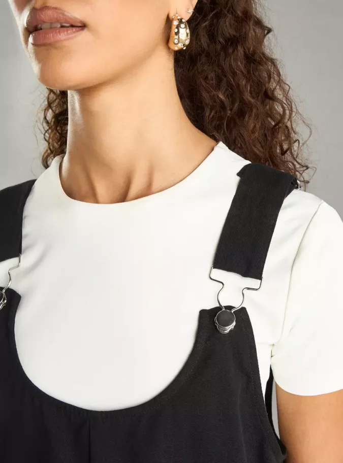 Typographic Print Pinafore Dress-3