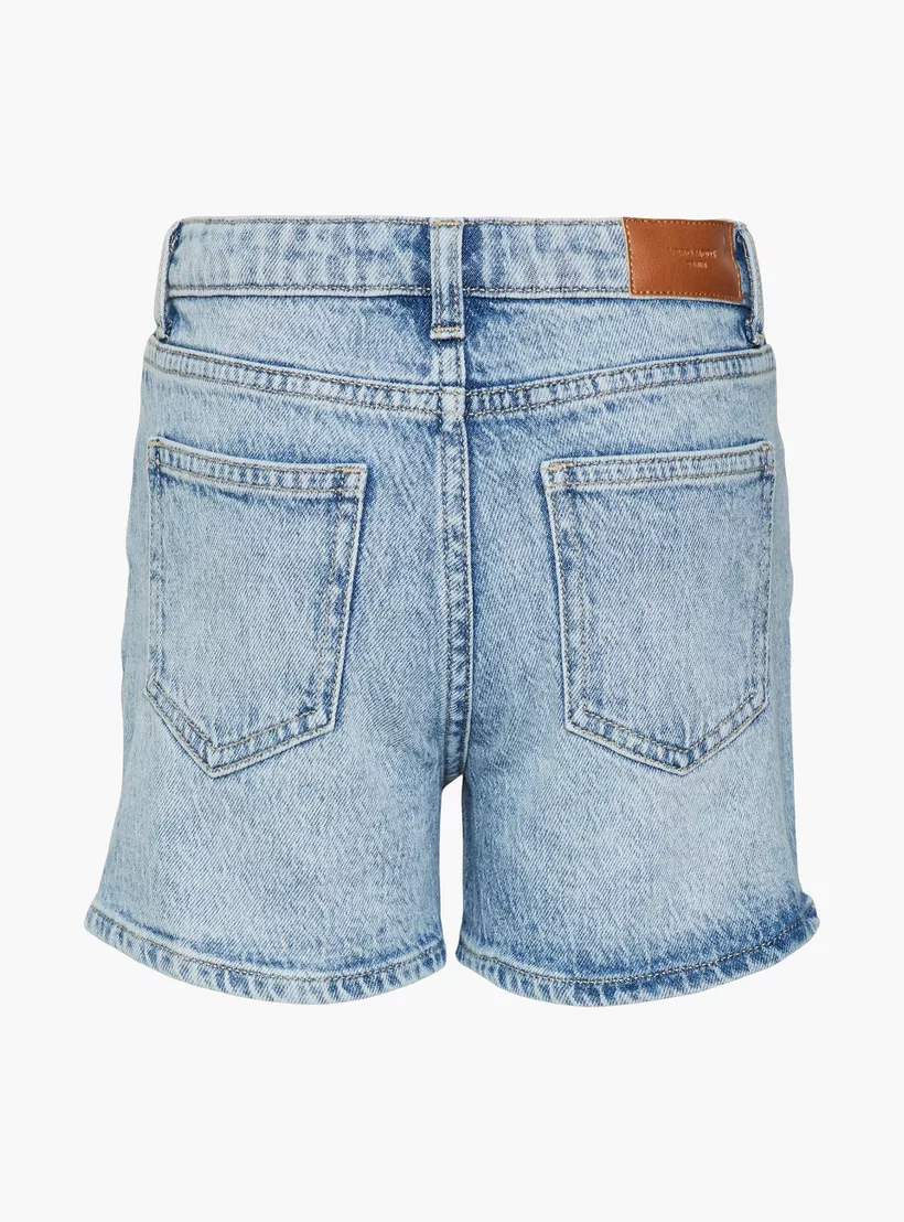 Vero Moda Girl Solid Denim Shorts with Pockets and Button Closure-2