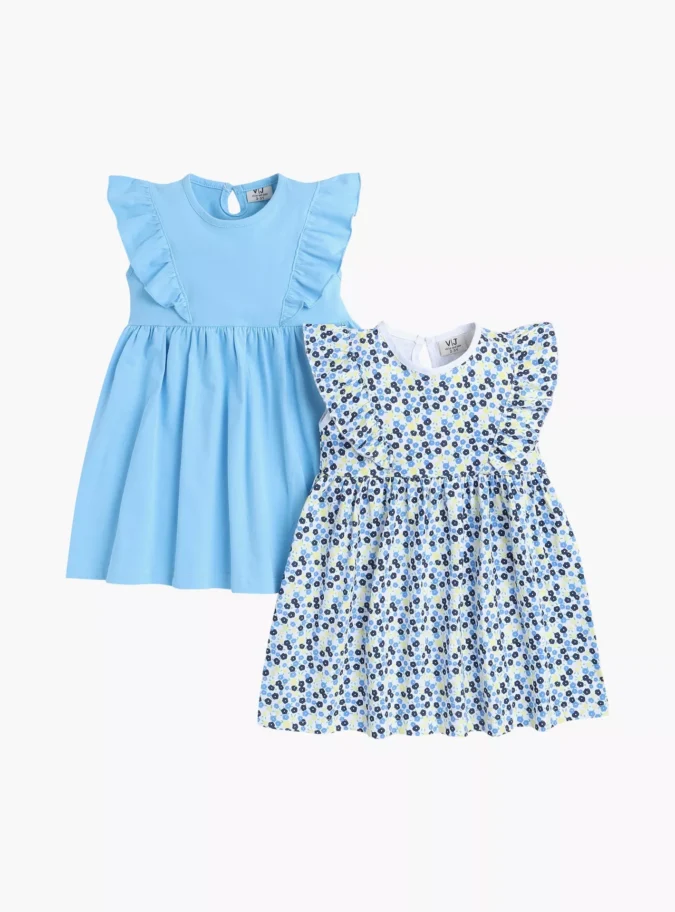Victor and Jane 2-Piece Floral Printed Cap Sleeves Dresses -1