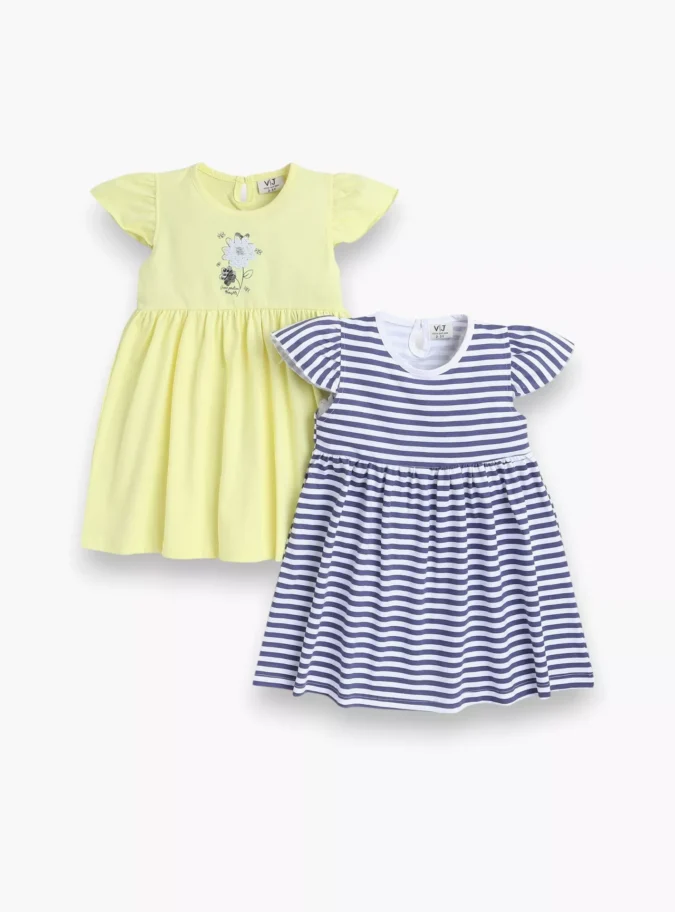 Victor and Jane 2-Piece Floral Printed Cap Sleeves Dresses-1