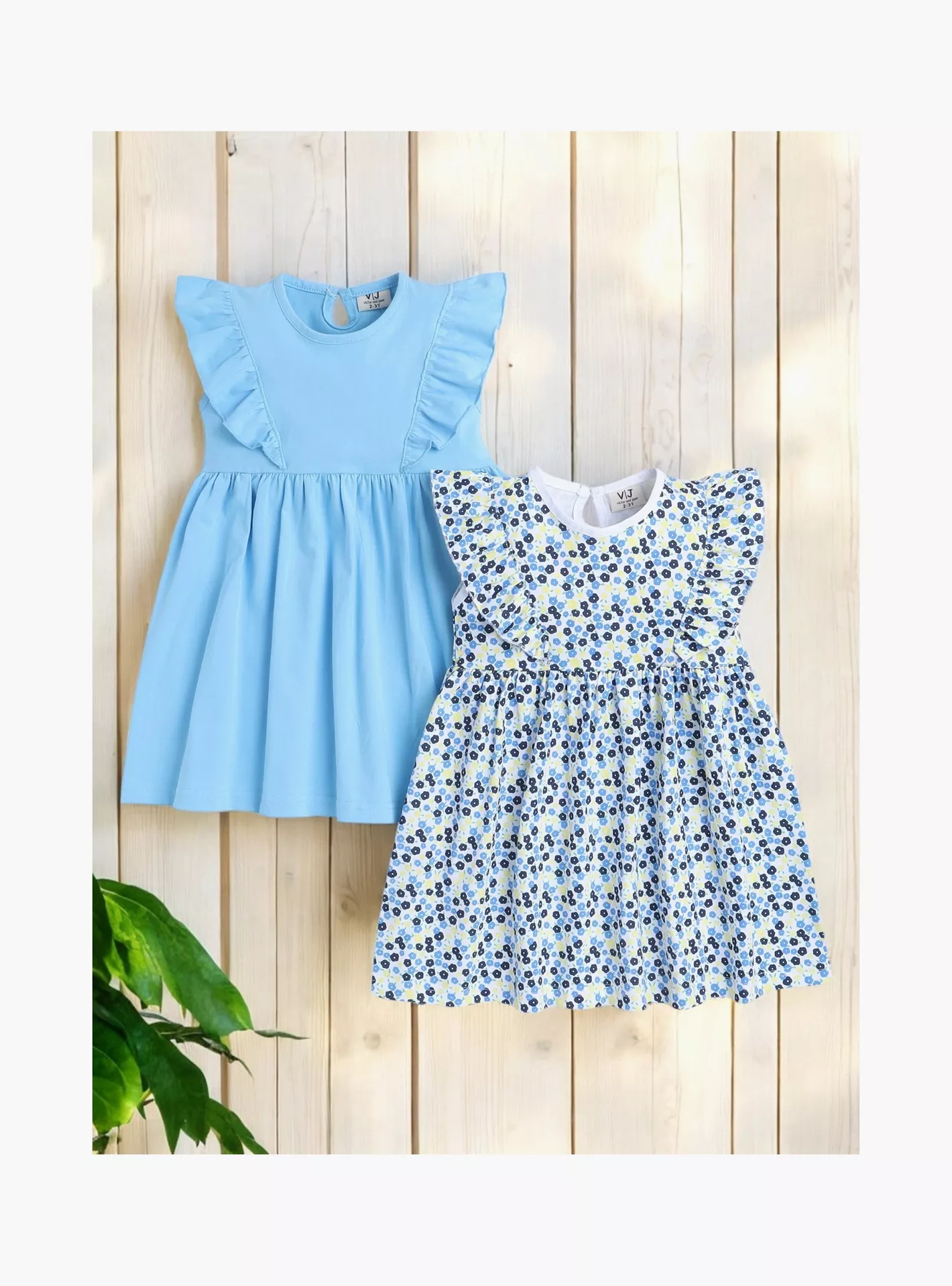 Victor and Jane 2-Piece Floral Printed Cap Sleeves Dresses -4