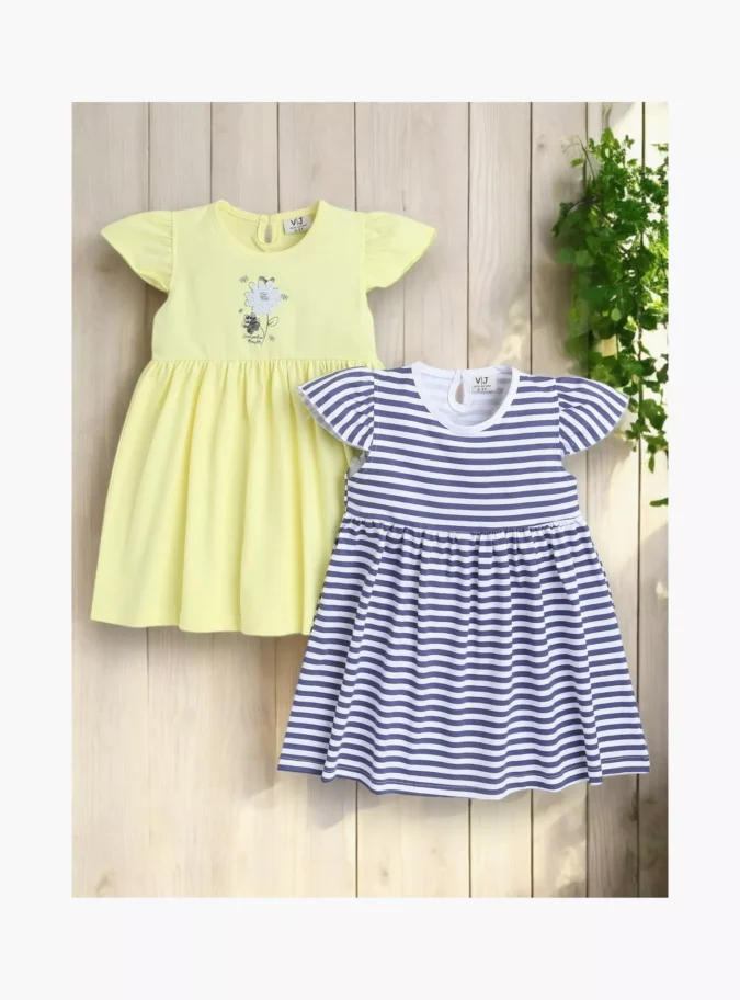 Victor and Jane 2-Piece Floral Printed Cap Sleeves Dresses-4