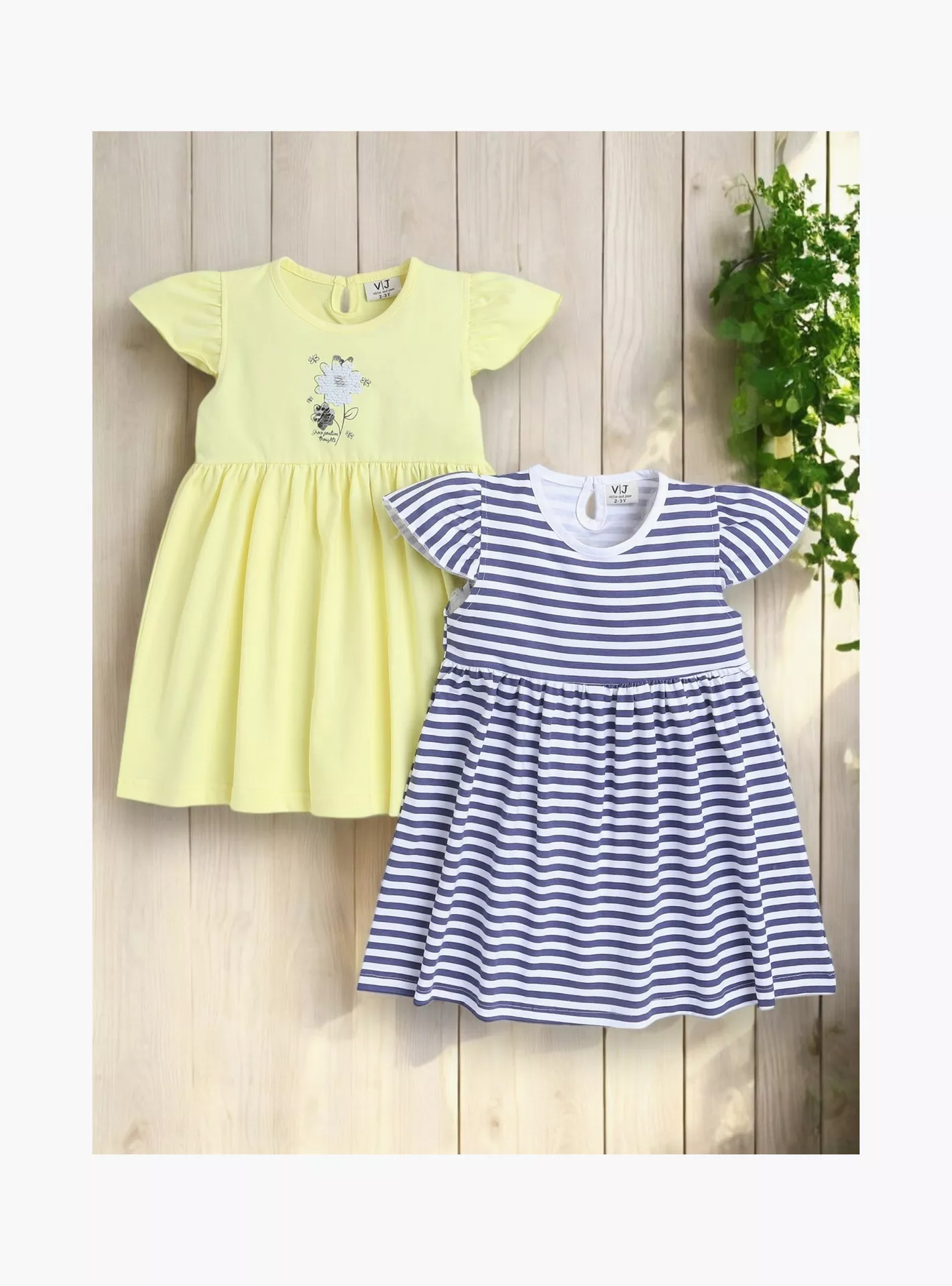 Victor and Jane 2-Piece Floral Printed Cap Sleeves Dresses-4