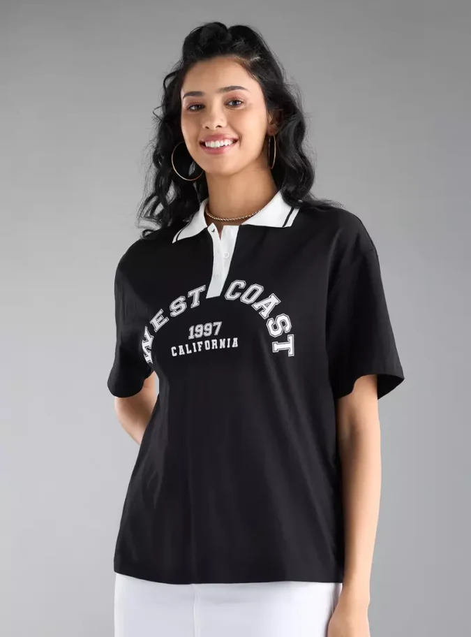West Coast California Print Polo T-shirt-1