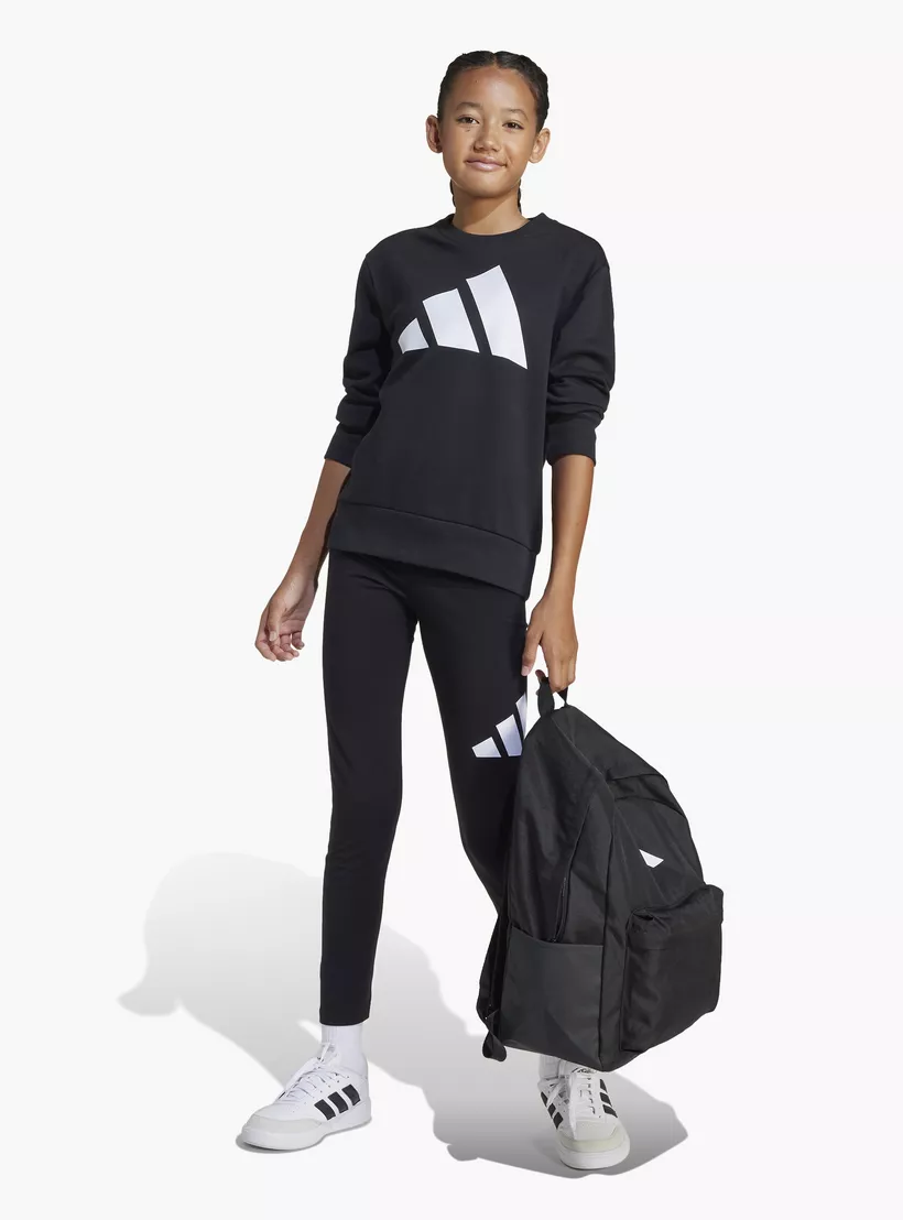 adidas Girls Crew Neck Sweatshirt with Logo Print - Long Sleeves-3