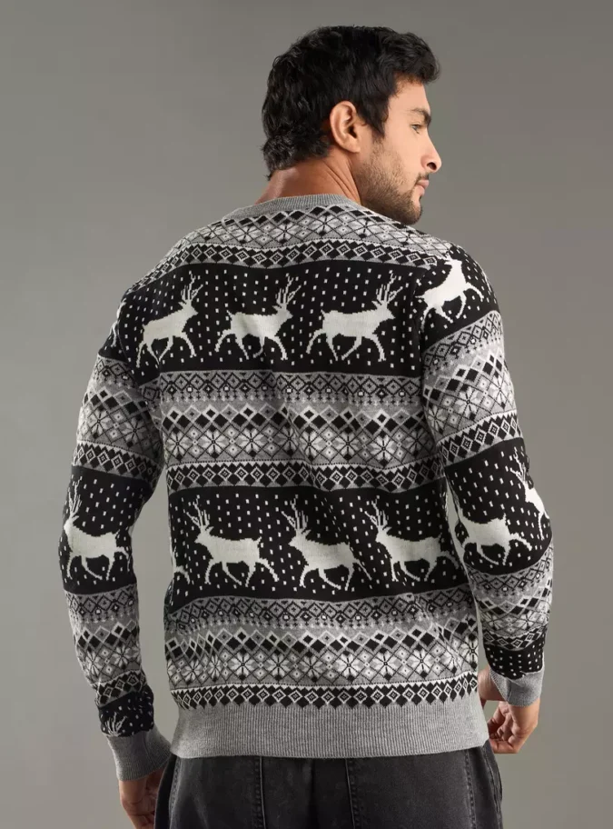 All-Over Reindeer Fair Isle Sweater-2