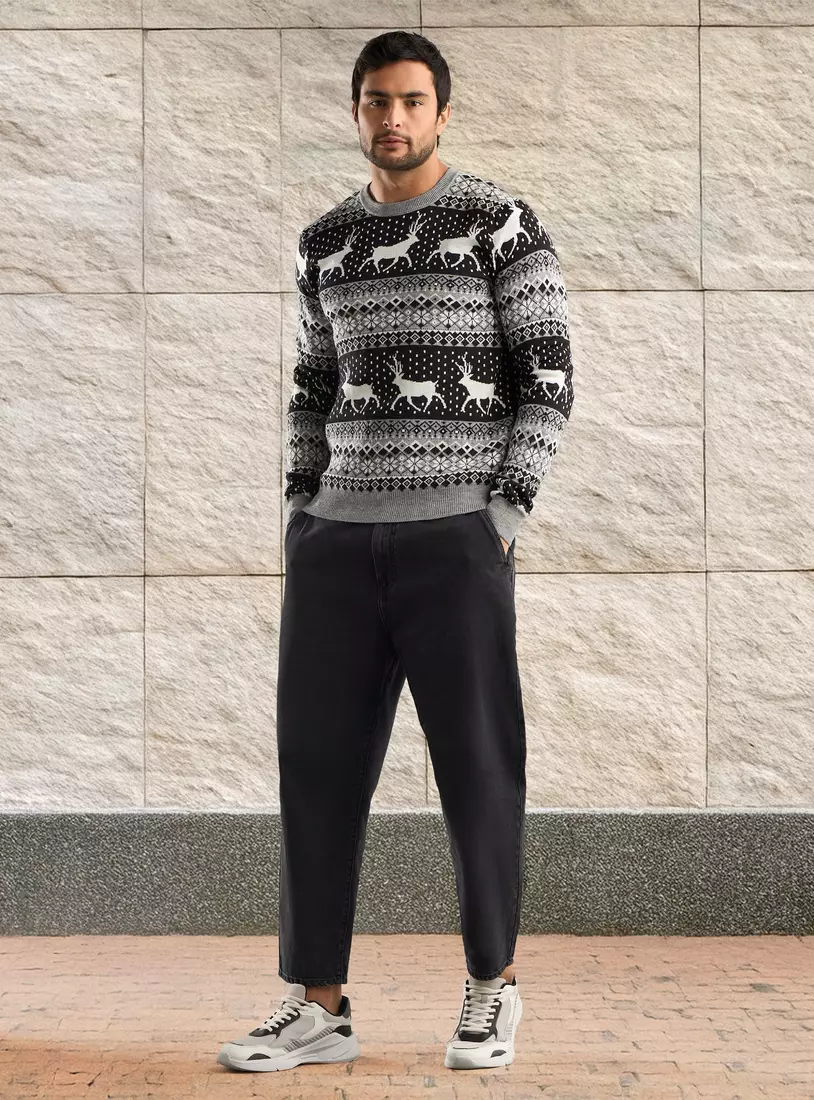 All-Over Reindeer Fair Isle Sweater-4