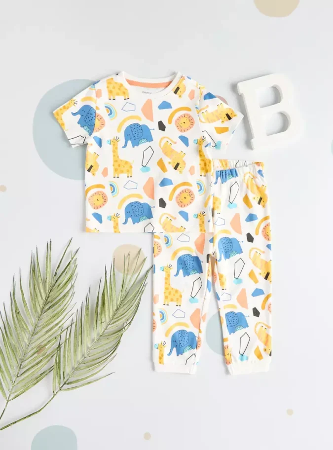 All-Over Safari Print Cotton Pyjama Set-1