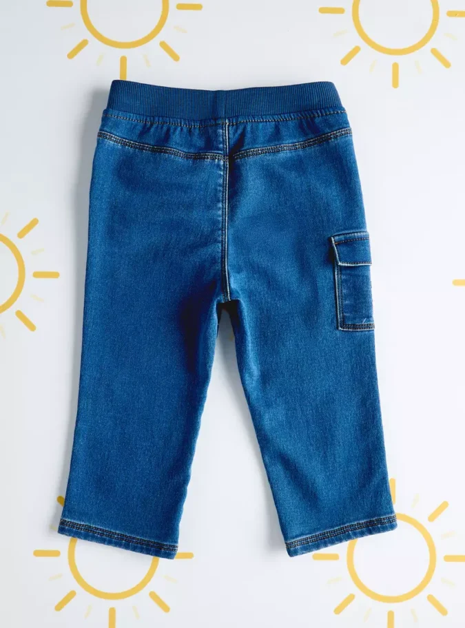 Bear Print Pull-On Denim Trousers-2