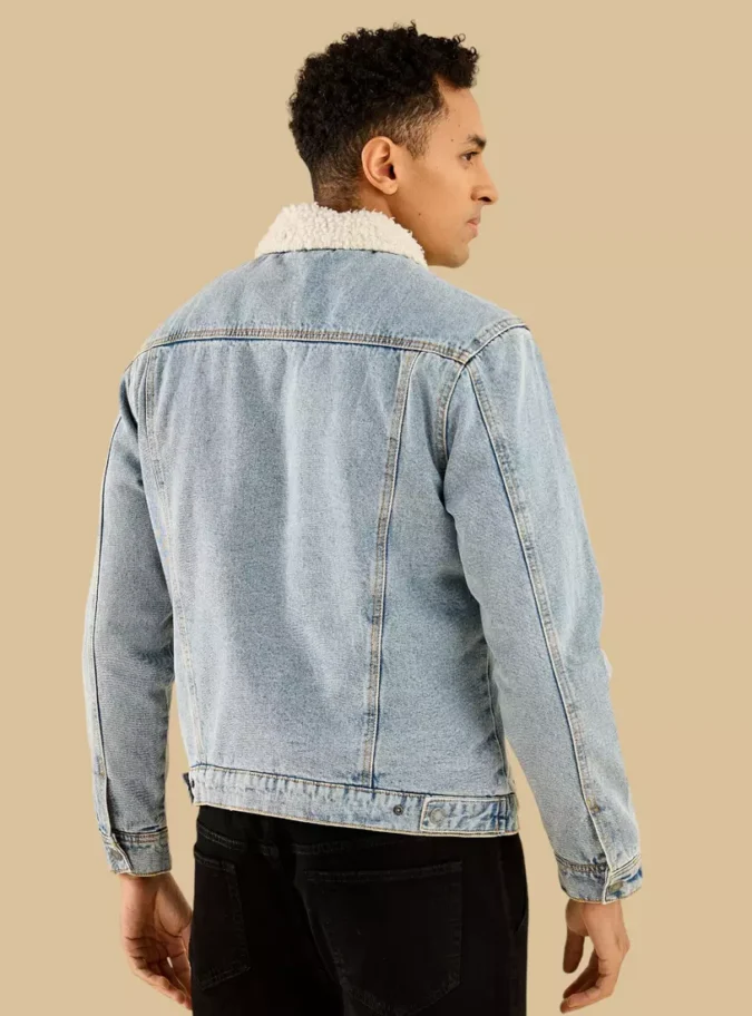 Borg Lined Denim Trucker Jacket-2